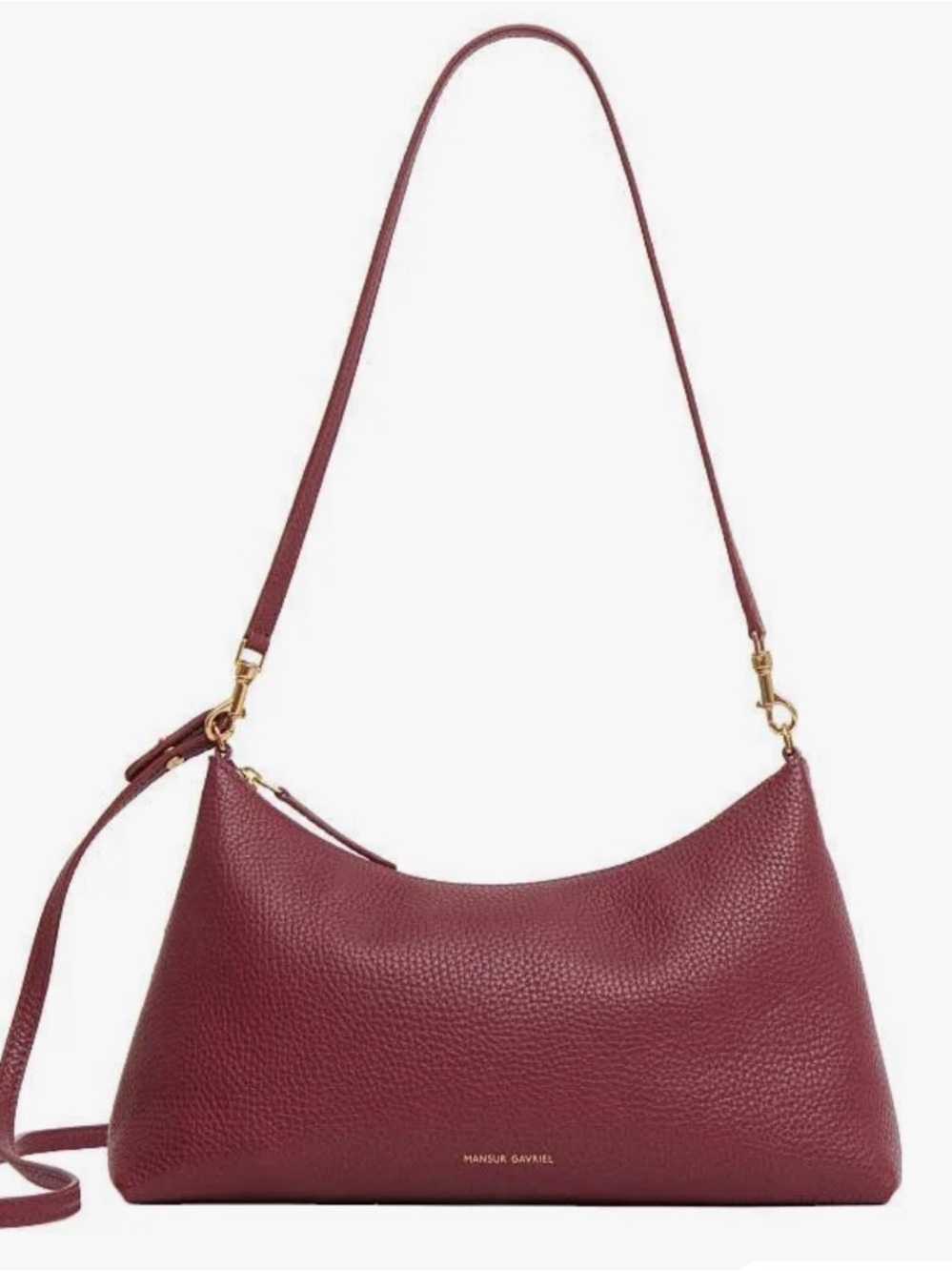 Pebbled Leather Shoulder Bag in Deep Burgundy